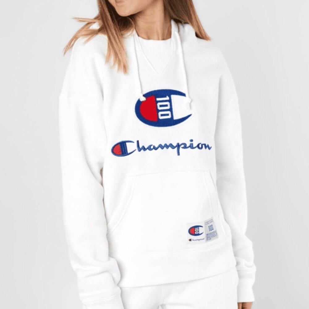 CHAMPION 100-Years Century Collection Limited-Edition Hoodie, White - Size M